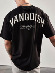 Men's Plus Size Letter Graphic Round Neck Half Sleeve T-Shirt Black / M