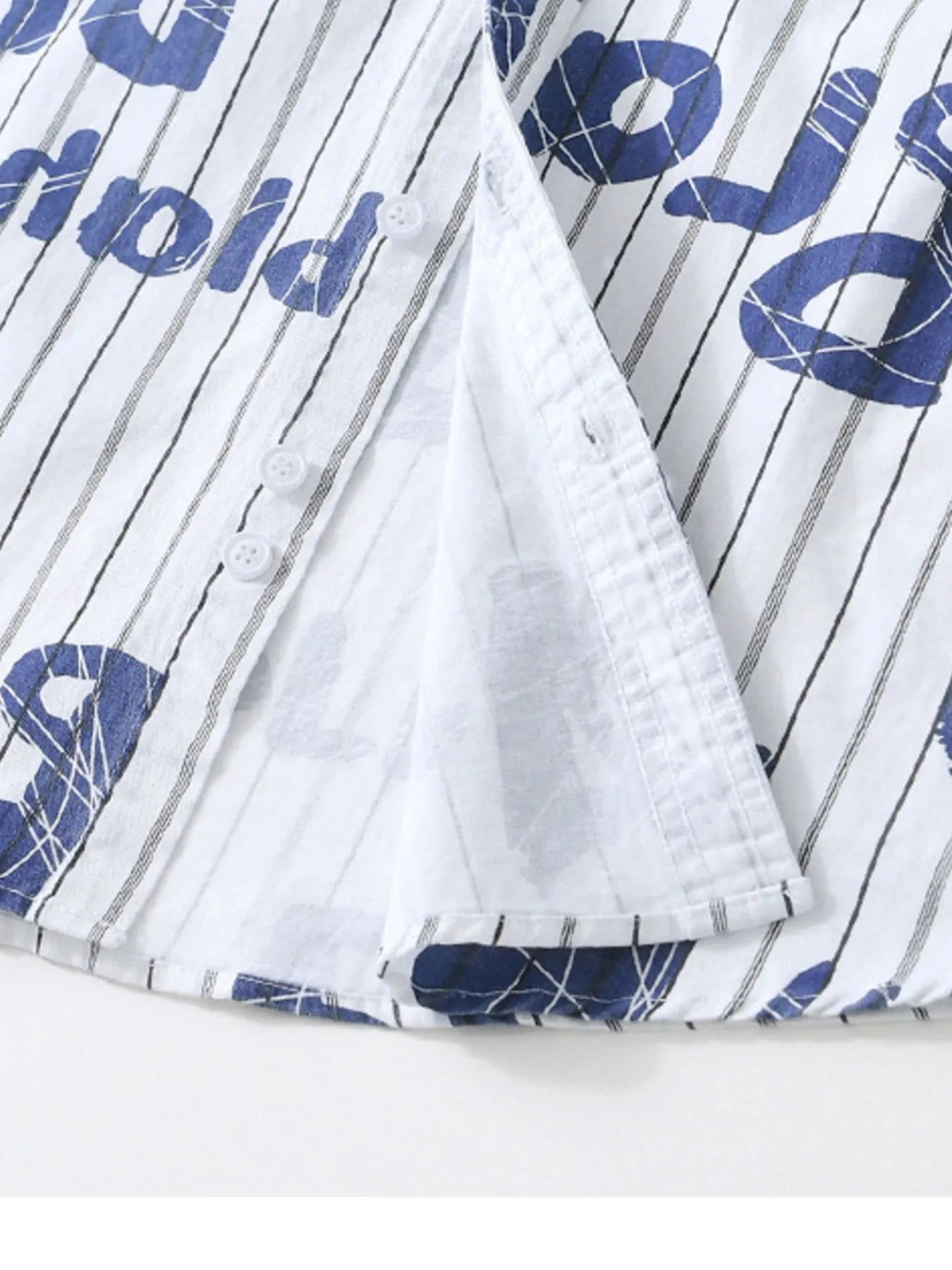 Men's Plus Size Letter Print Striped Short Sleeve Casual Shirt