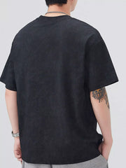 Men's Plus Size Letter Round Neck Short Sleeve T-Shirt