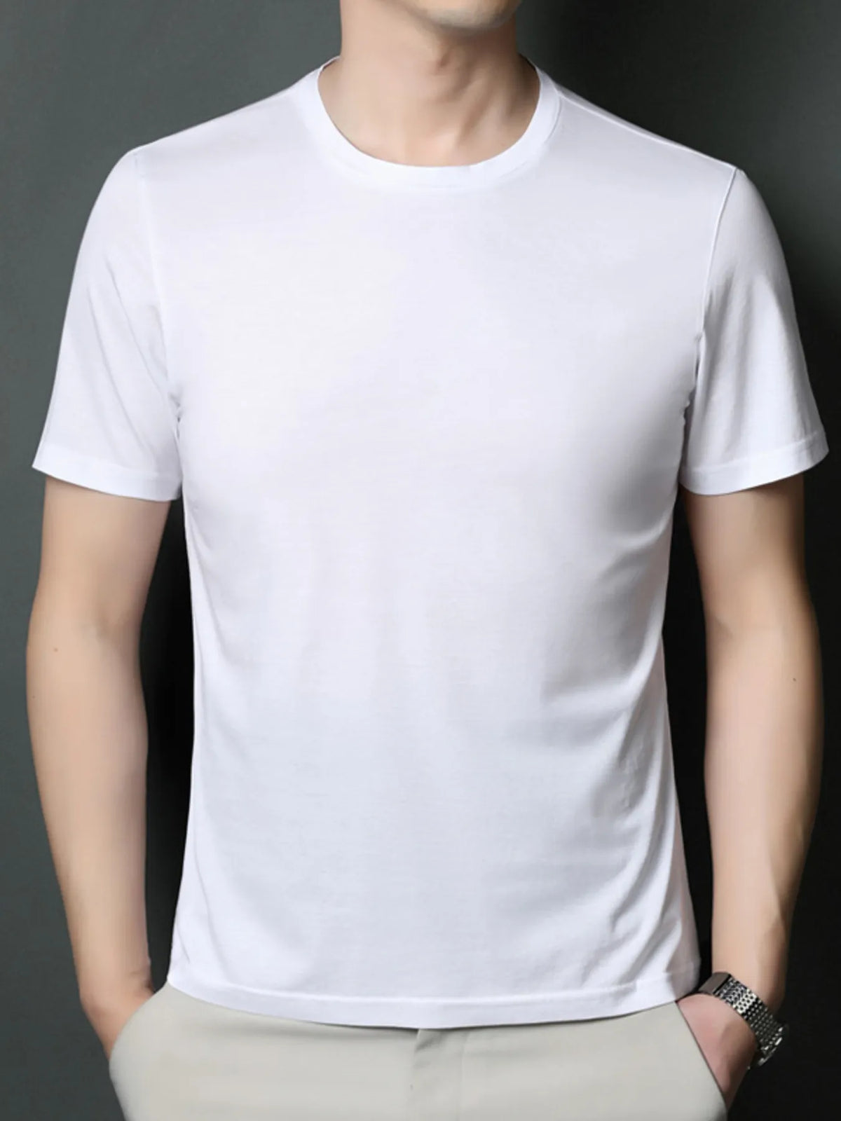 Men's Plus Size Lightweight Breathable Round Neck T-Shirt White / M