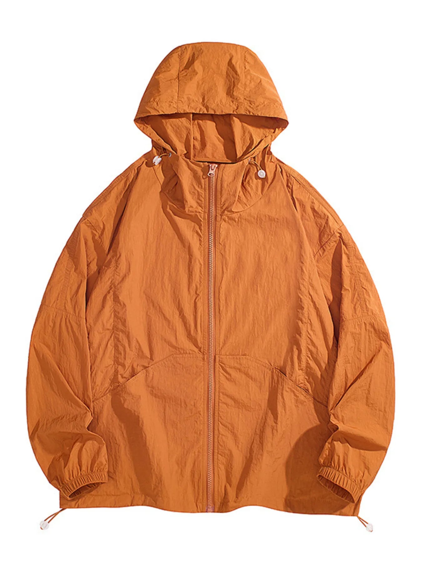 Men's Plus Size Lightweight Hooded Windbreaker Jacket Caramel Color / M