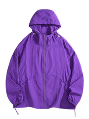 Men's Plus Size Lightweight Hooded Windbreaker Jacket Purple / M