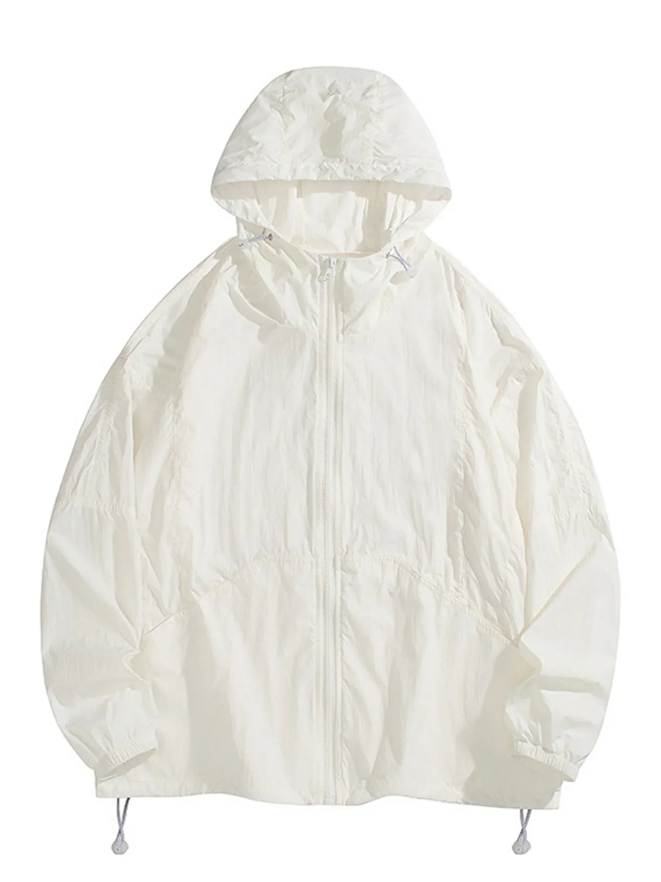 Men's Plus Size Lightweight Hooded Windbreaker Jacket Rice Color / M