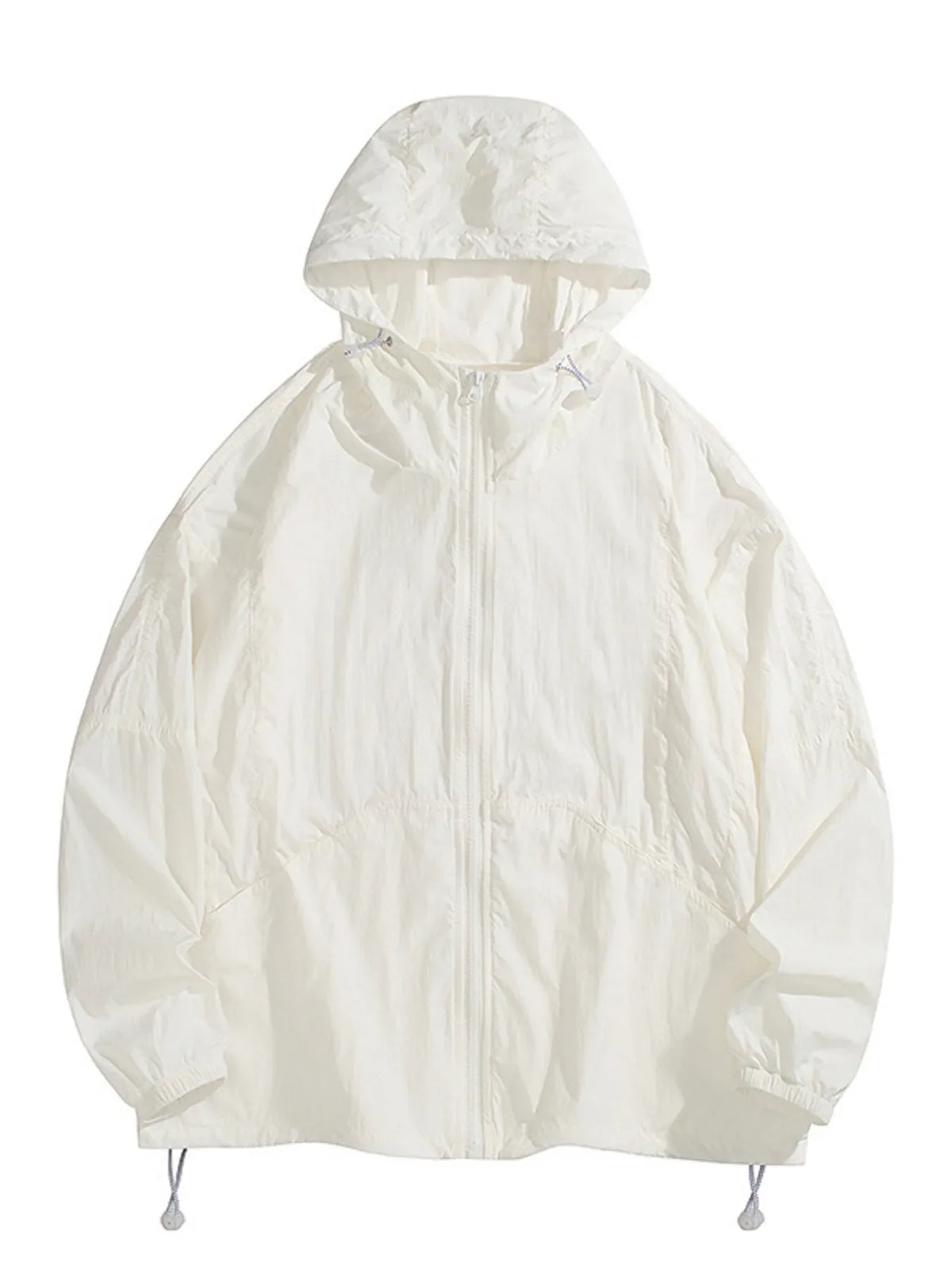 Men's Plus Size Lightweight Hooded Windbreaker Jacket Rice Color / M