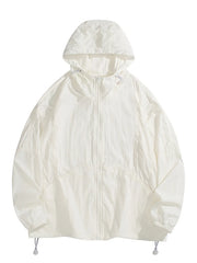 Men's Plus Size Lightweight Hooded Windbreaker Jacket Rice Color / M