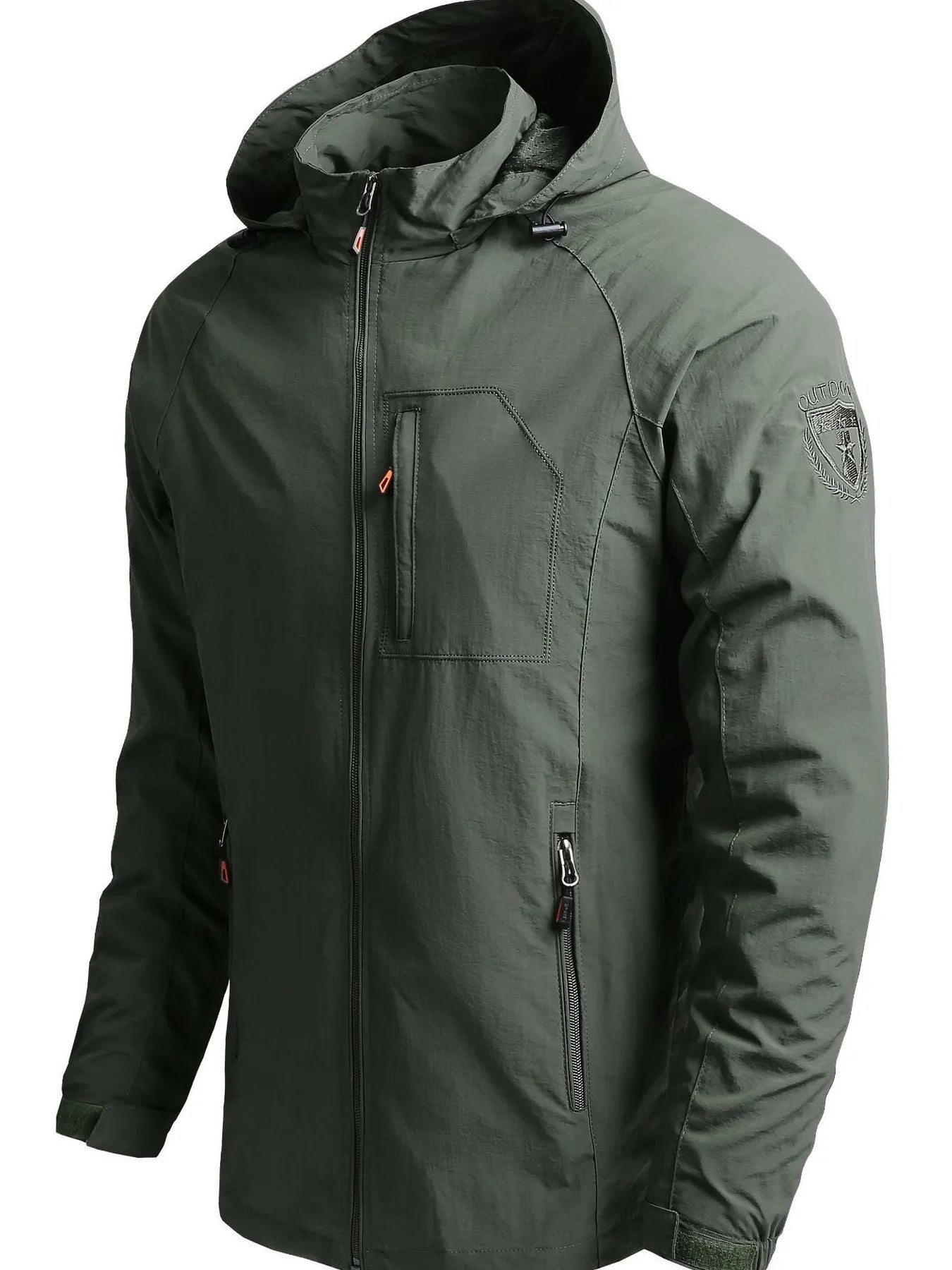 Men's Plus Size Lightweight Hooded Windproof Outdoor Jacket Army Green / M