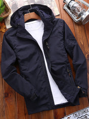 Men's Plus Size Lightweight Hooded Windproof Outdoor Jacket Sapphire Blue / M
