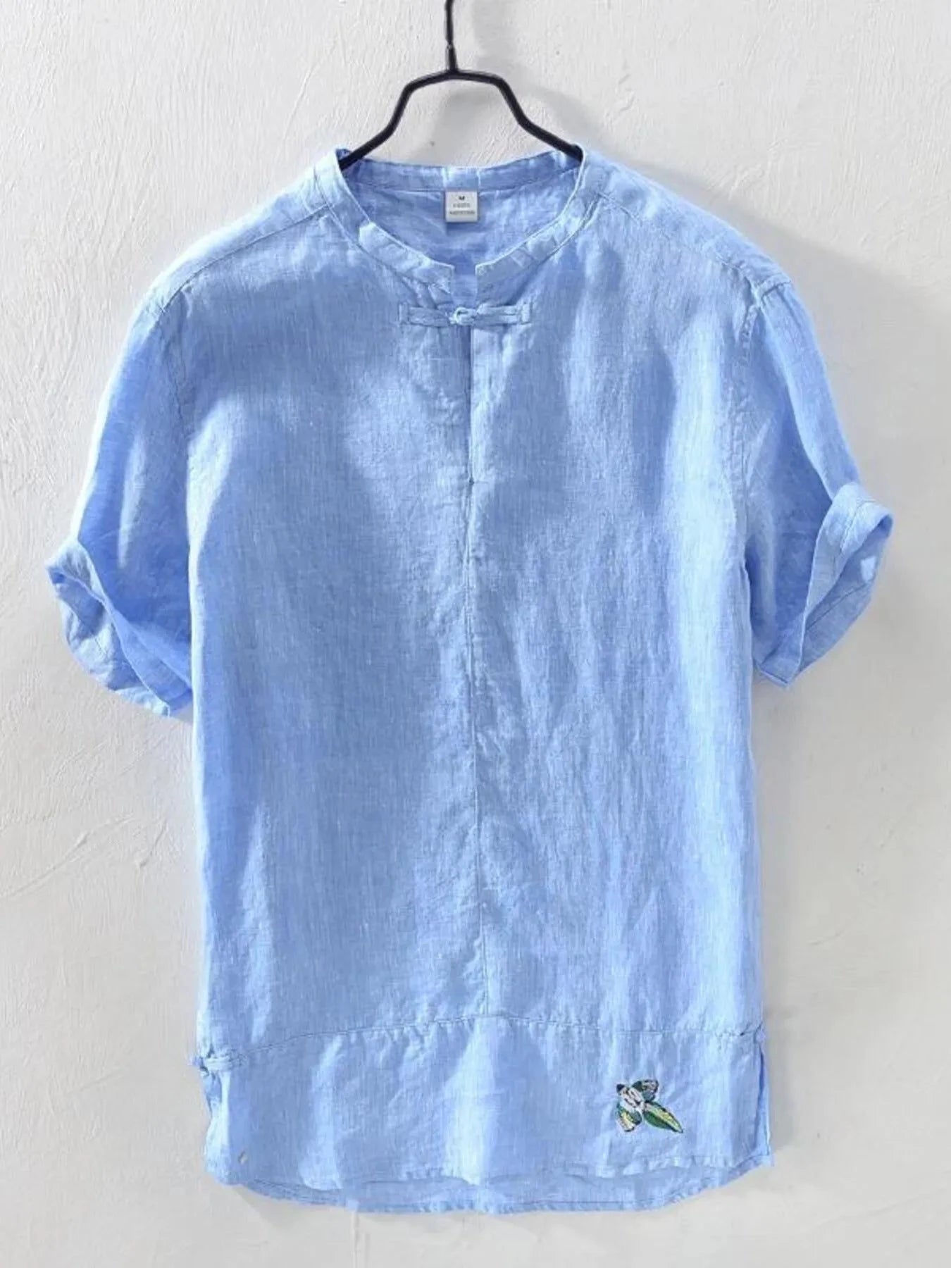 Men's Plus Size Lightweight Short Sleeve Blouse Light Blue / M