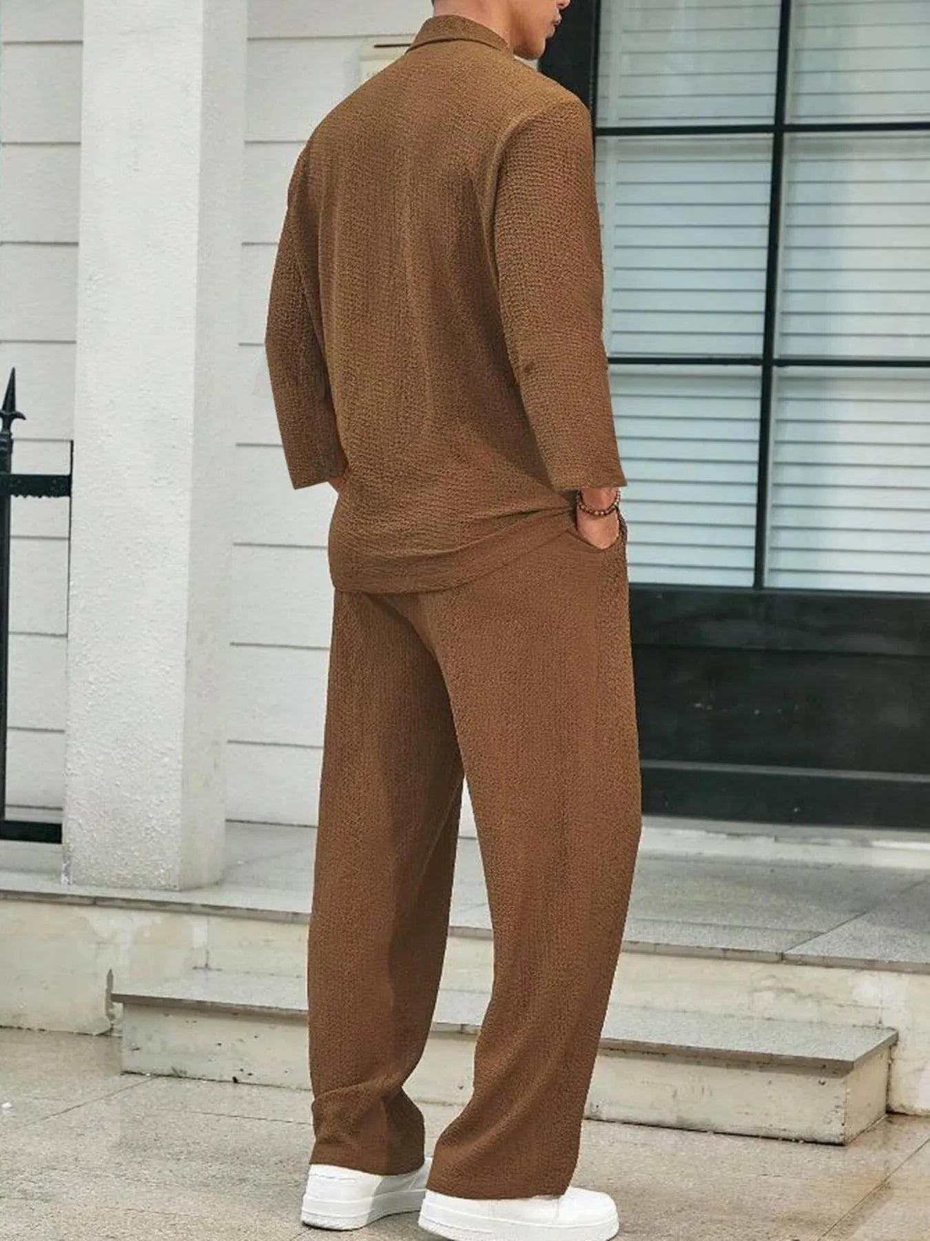 Men's Plus Size Long Sleeve Top and Pants Set