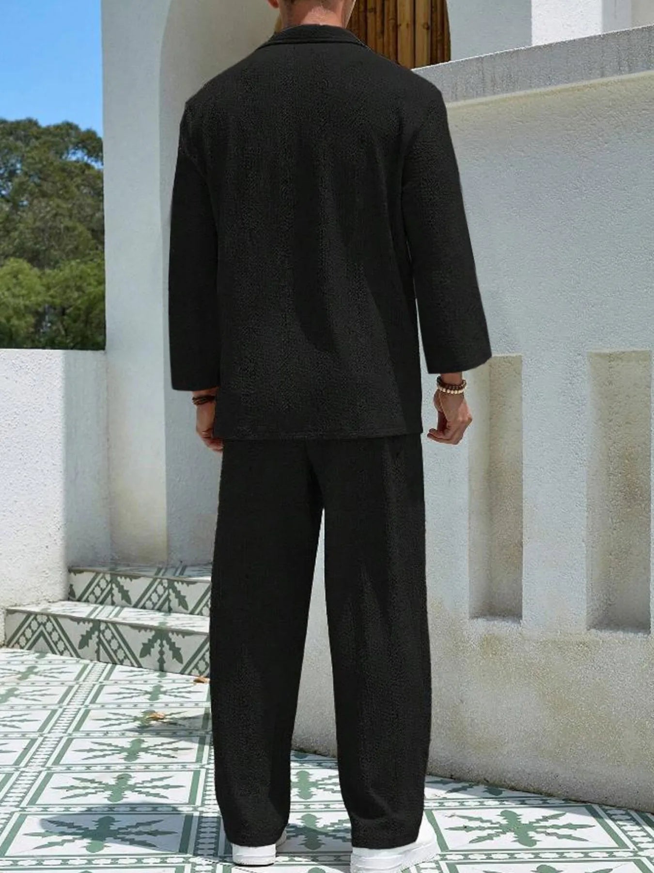 Men's Plus Size Long Sleeve Top and Pants Set