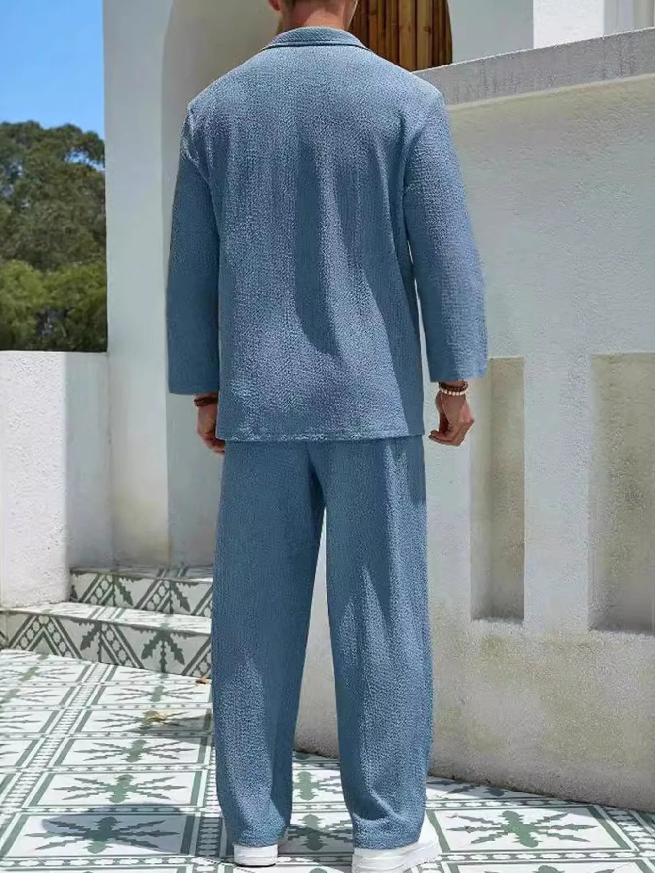 Men's Plus Size Long Sleeve Top and Pants Set