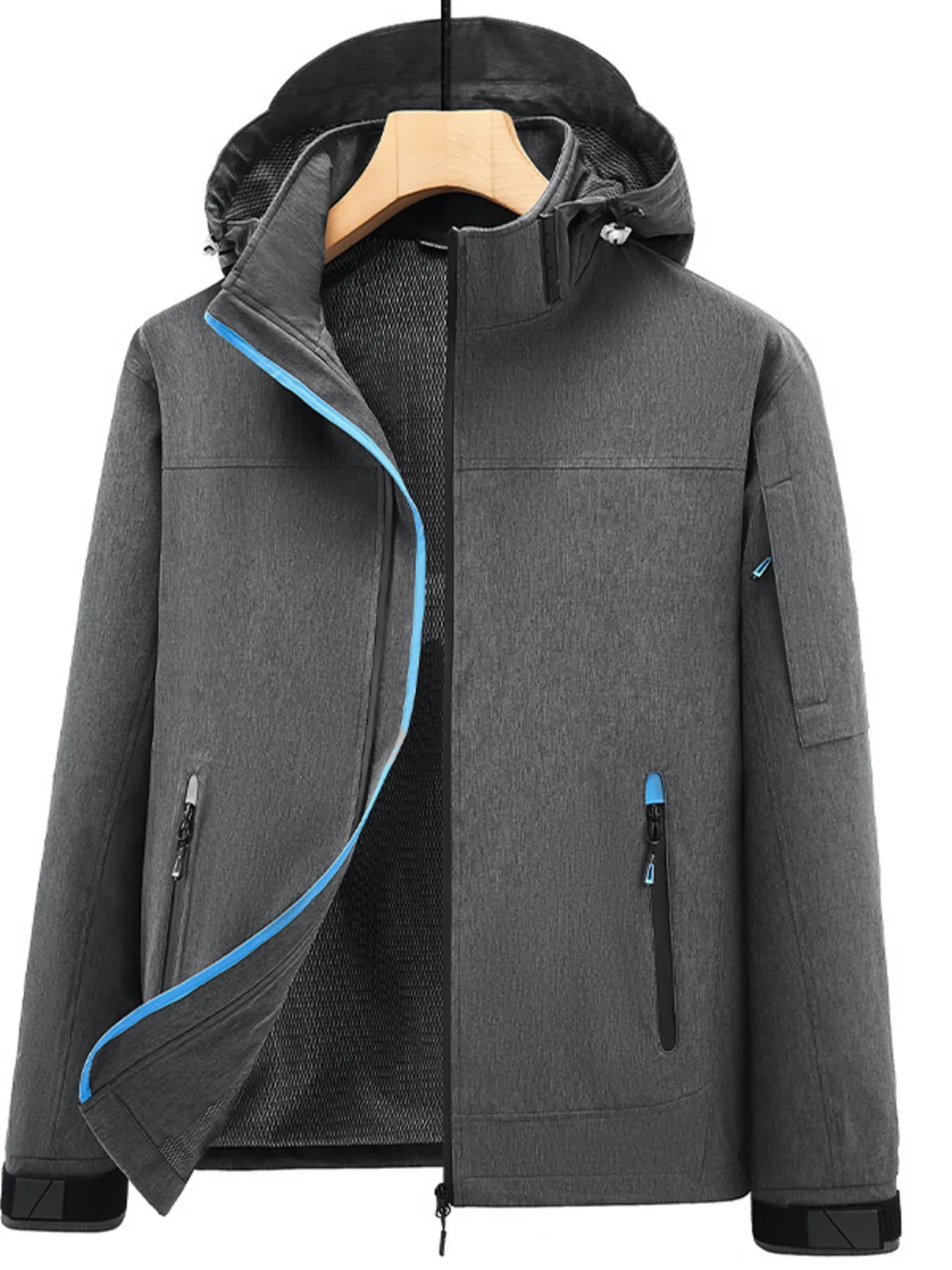 Men's Plus Size Outdoor Zip Up Hooded Jacket Iron Gray / M