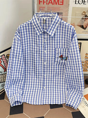 Men's Plus Size Plaid Button Up Long Sleeve Shirt Blue / M