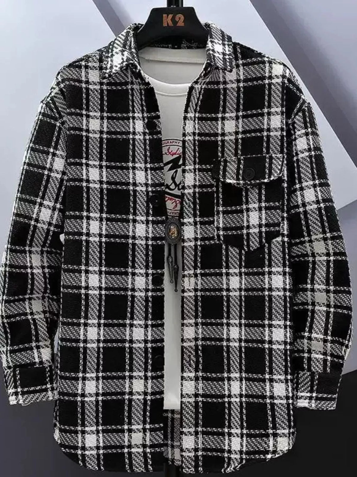 Men's Plus Size Plaid Button Up Shirt Haig / M