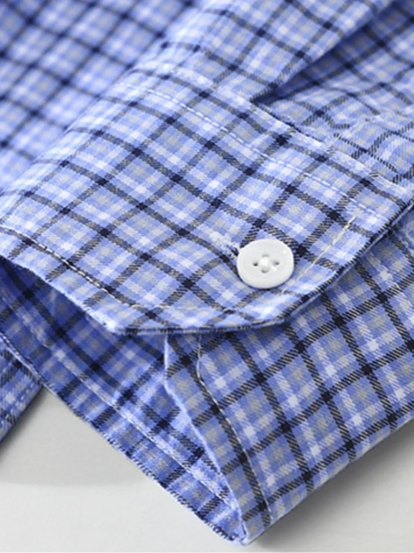 Men's Plus Size Plaid Button Up Short Sleeve Shirt