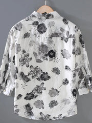 Men's Plus Size Printed Button Up Long Sleeve Shirt