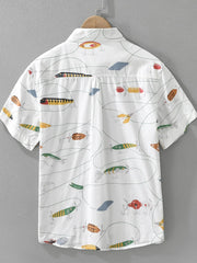 Men's Plus Size Printed Button Up Short Sleeve Shirt