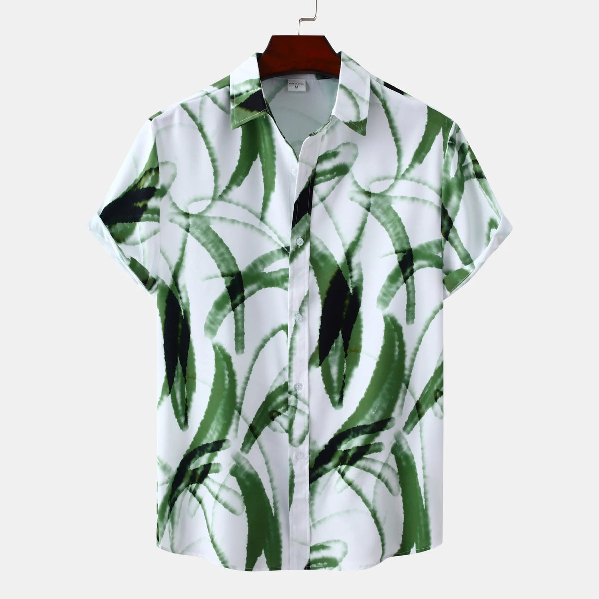 Men's Plus Size Printed Short Sleeve Casual Shirt Dark Green / M