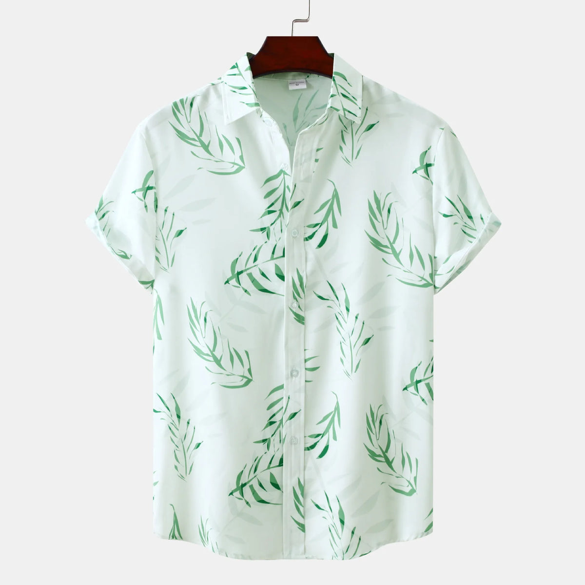 Men's Plus Size Printed Short Sleeve Casual Shirt Gum Leaf / M