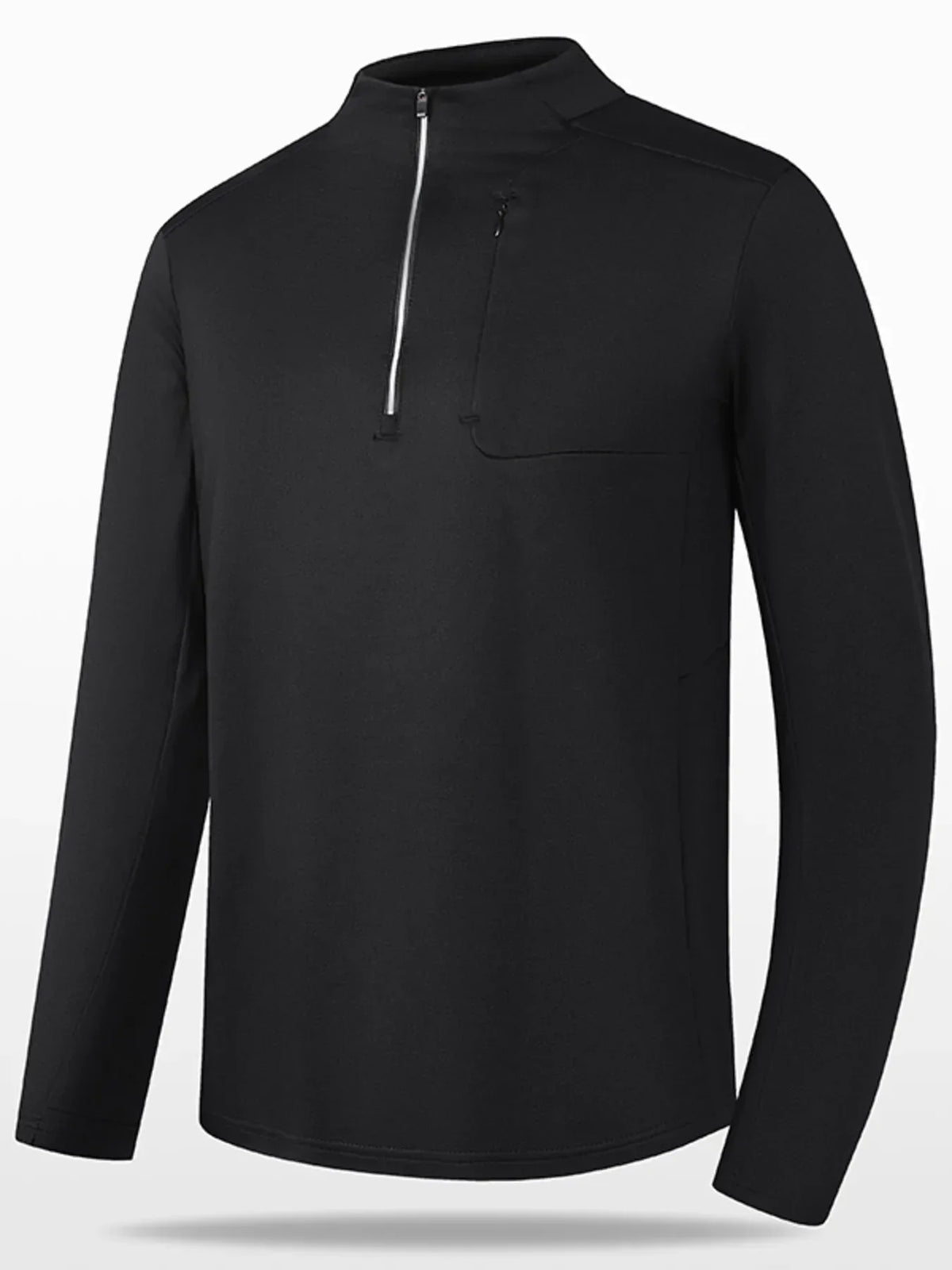 Men's Plus Size Quarter-Zip Active Long Sleeve T-Shirt Black / M