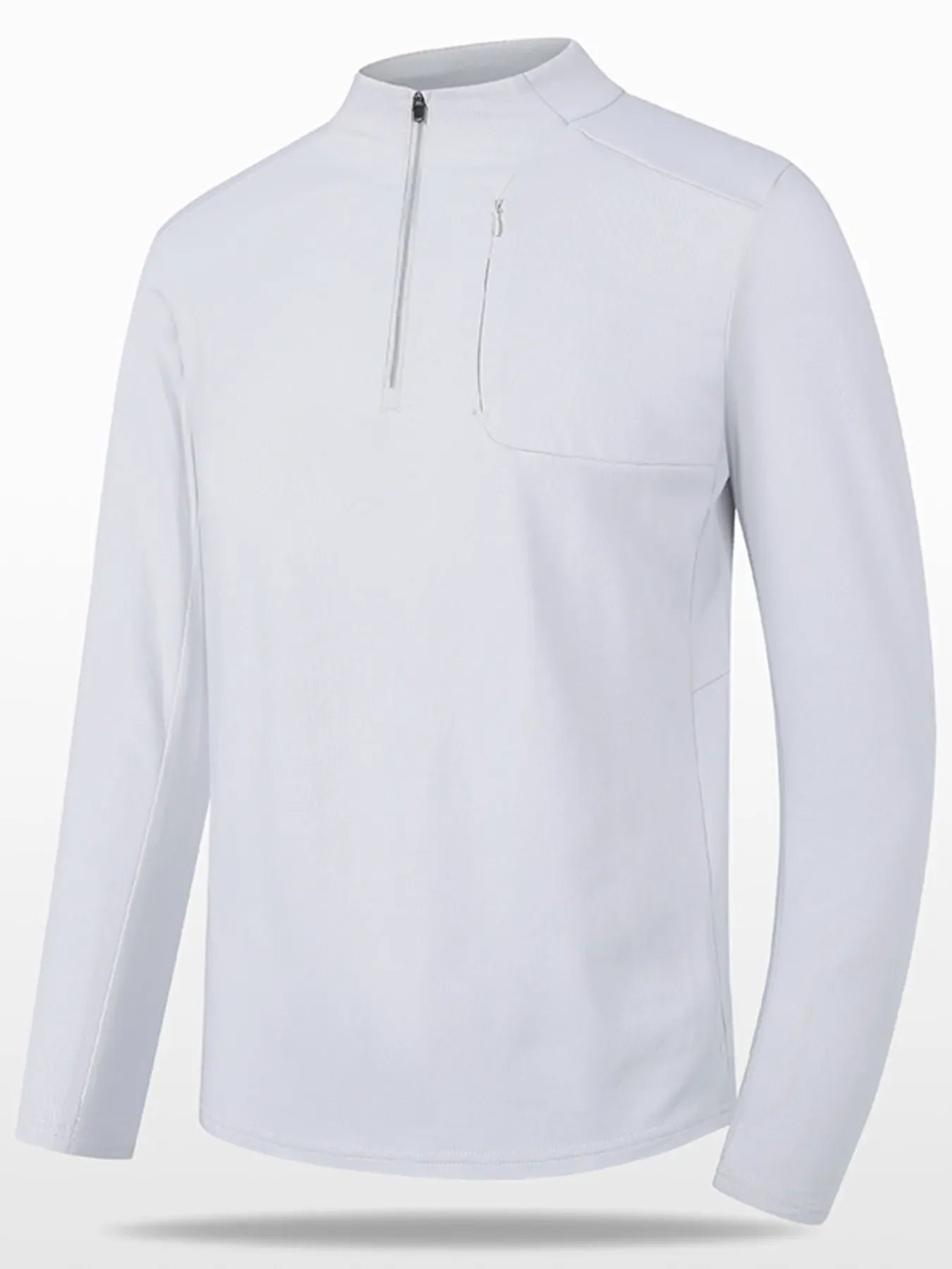 Men's Plus Size Quarter-Zip Active Long Sleeve T-Shirt Light Gray / M