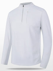 Men's Plus Size Quarter-Zip Active Long Sleeve T-Shirt Light Gray / M