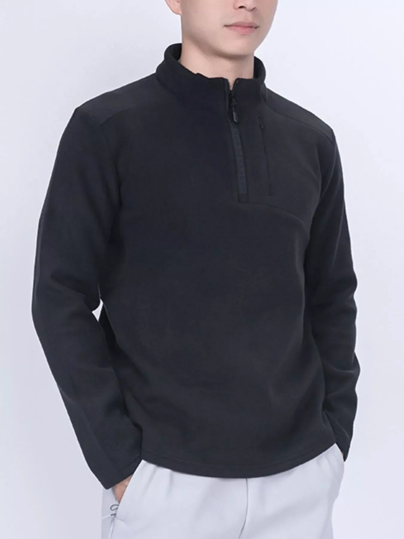 Men's Plus Size Quarter-Zip Fleece Sweatshirt