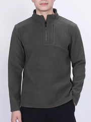 Men's Plus Size Quarter-Zip Fleece Sweatshirt Army Green / M