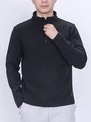 Men's Plus Size Quarter-Zip Fleece Sweatshirt Black / M