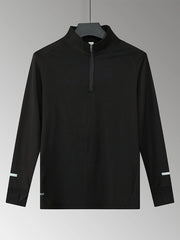 Men's Plus Size Quarter Zip Long Sleeve Active T-Shirt Black / M