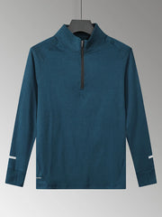 Men's Plus Size Quarter Zip Long Sleeve Active T-Shirt Royal Blue / M