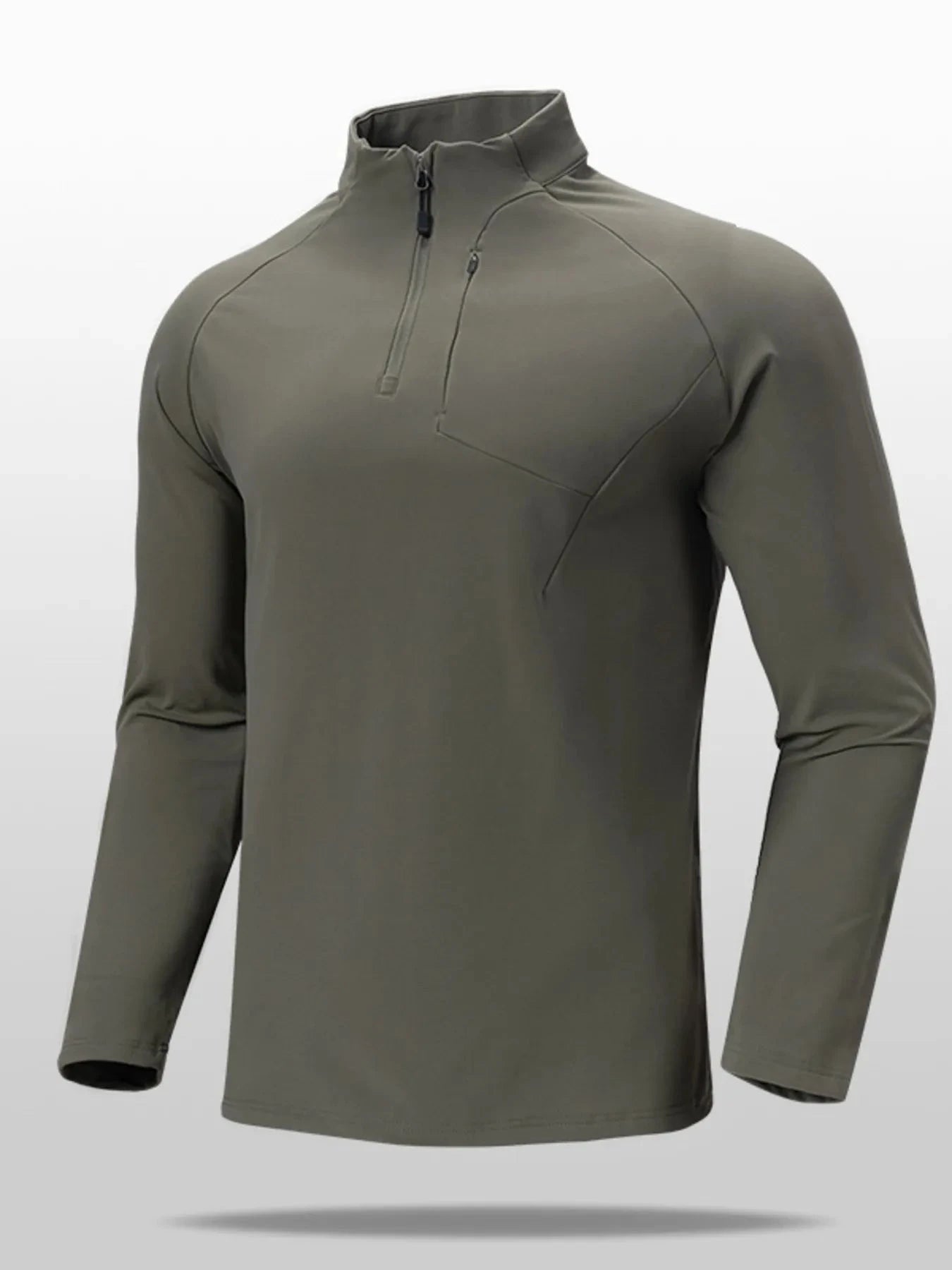 Men's Plus Size Quarter Zip Long Sleeve top Army Green / M