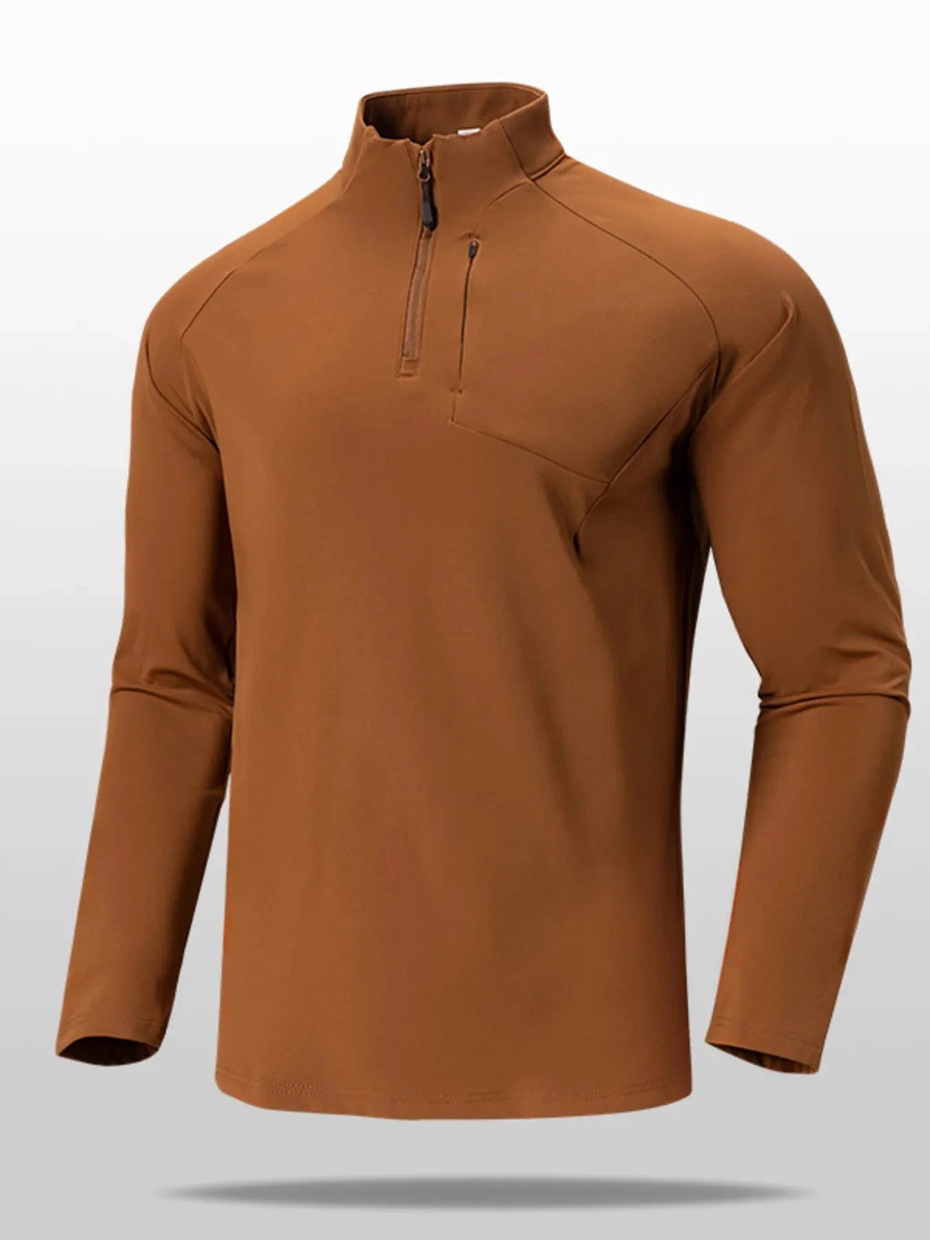 Men's Plus Size Quarter Zip Long Sleeve top Brown / M