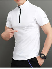 Men's Plus Size Quarter-Zip Short Sleeve Top