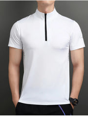 Men's Plus Size Quarter-Zip Short Sleeve Top White / M