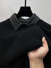 Men's Plus Size Ribbed Knit Collared Neck Sweater