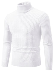 Men's Plus Size Ribbed Turtleneck Long Sleeve Sweater White / M