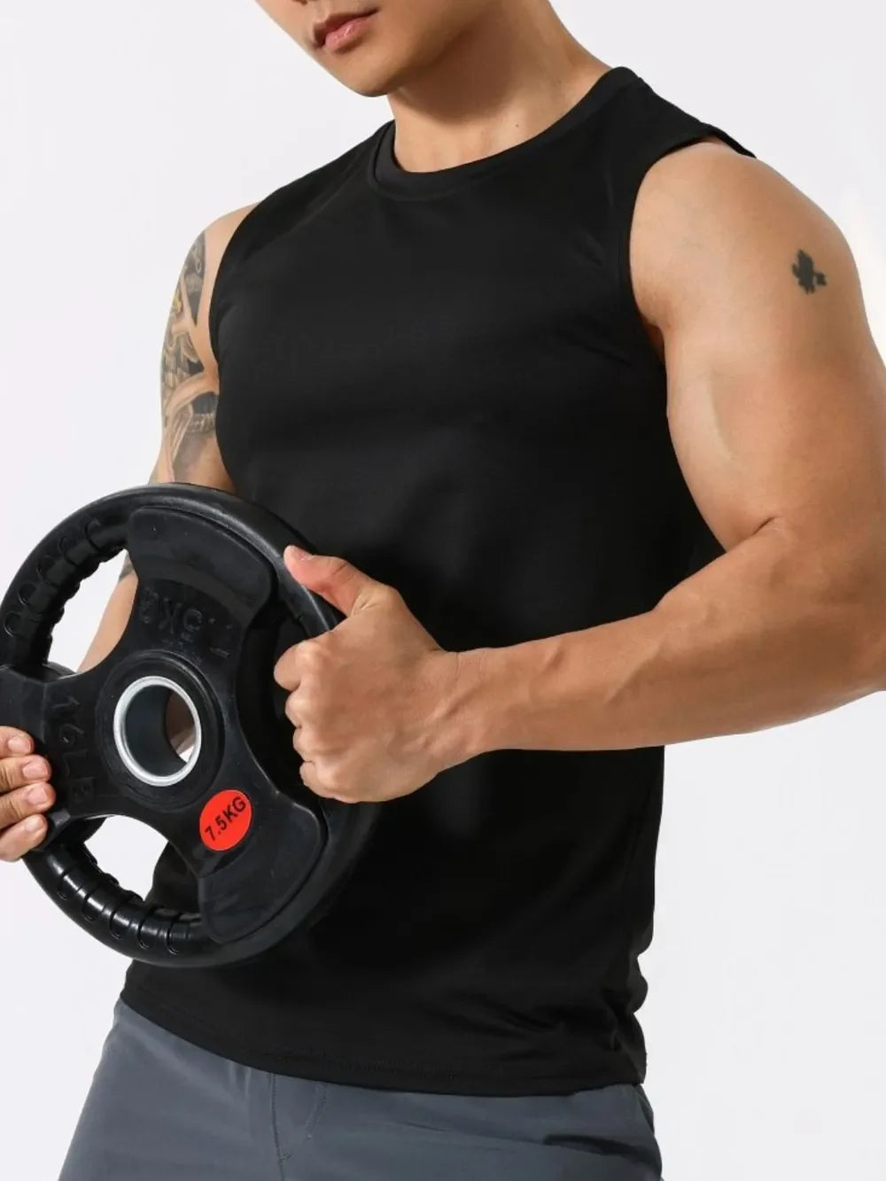 Men's Plus Size Round Neck Active Tank Black / M