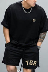 Men's Plus Size Round Neck Half Sleeve T-Shirt Black / M