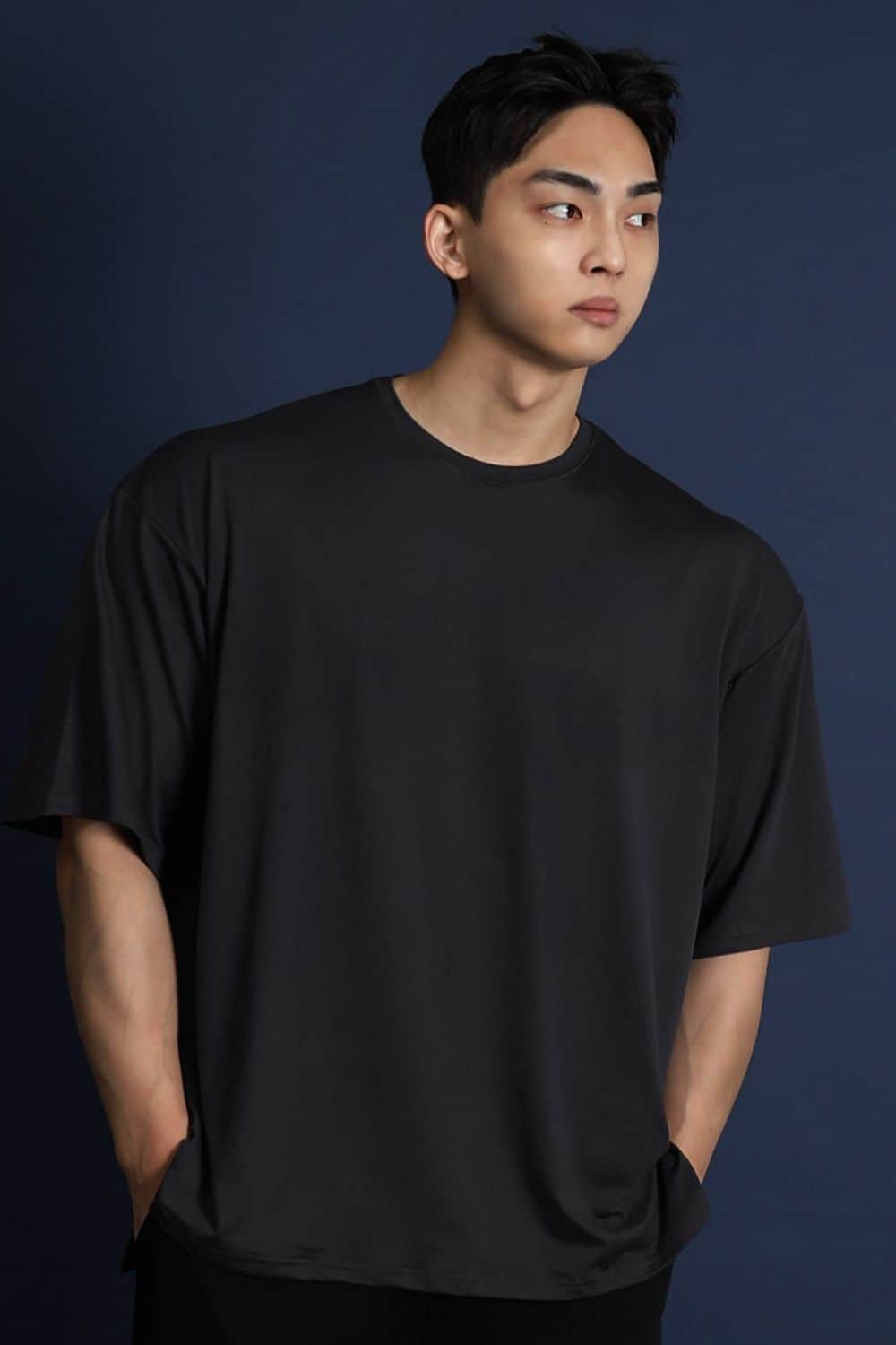 Men's Plus Size Round Neck Half Sleeve T-Shirt Dark Navy / L