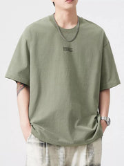 Men's Plus Size Round Neck Half Sleeve T-Shirt Marl Green / M
