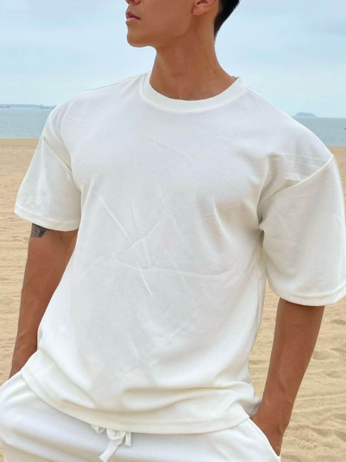 Men's Plus Size Round Neck Half Sleeve T-Shirt White / L