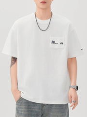 Men's Plus Size Round Neck Half Sleeve T-Shirt White / M