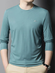 Men's Plus Size Round Neck Long Sleeve T-Shirt Bean Green / M