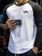 Men's Plus Size Round Neck Long Sleeve T-Shirt Black / M