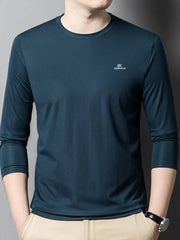 Men's Plus Size Round Neck Long Sleeve T-Shirt Dark Green / M