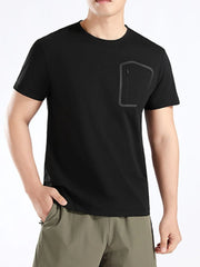 Men's Plus Size Round Neck Short Sleeve Active T-Shirt Black / M