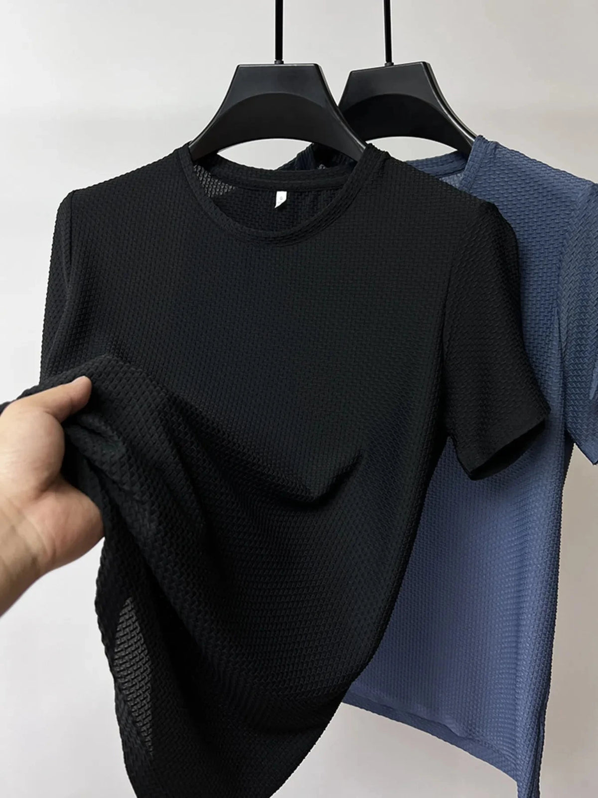 Men's Plus Size Round Neck Short Sleeve T-Shirt Black / 165/M