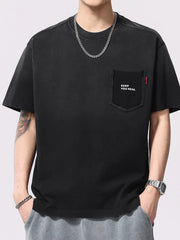 Men's Plus Size Round Neck Short Sleeve T-Shirt Black / M