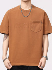 Men's Plus Size Round Neck Short Sleeve T-Shirt Cinnabar Orange / M